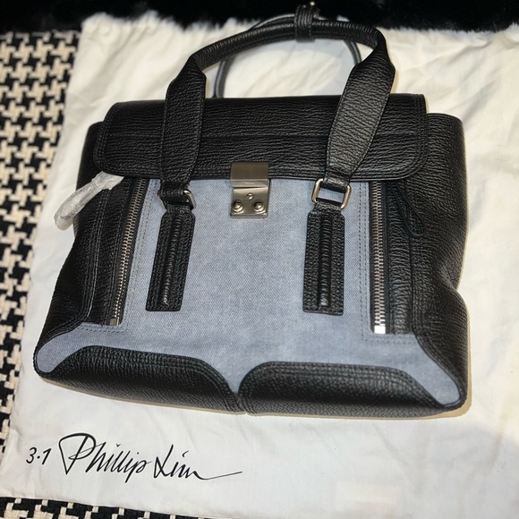 3.1 Phillip Lim Pashli medium satchel in denim and black - Picture 1 of 4